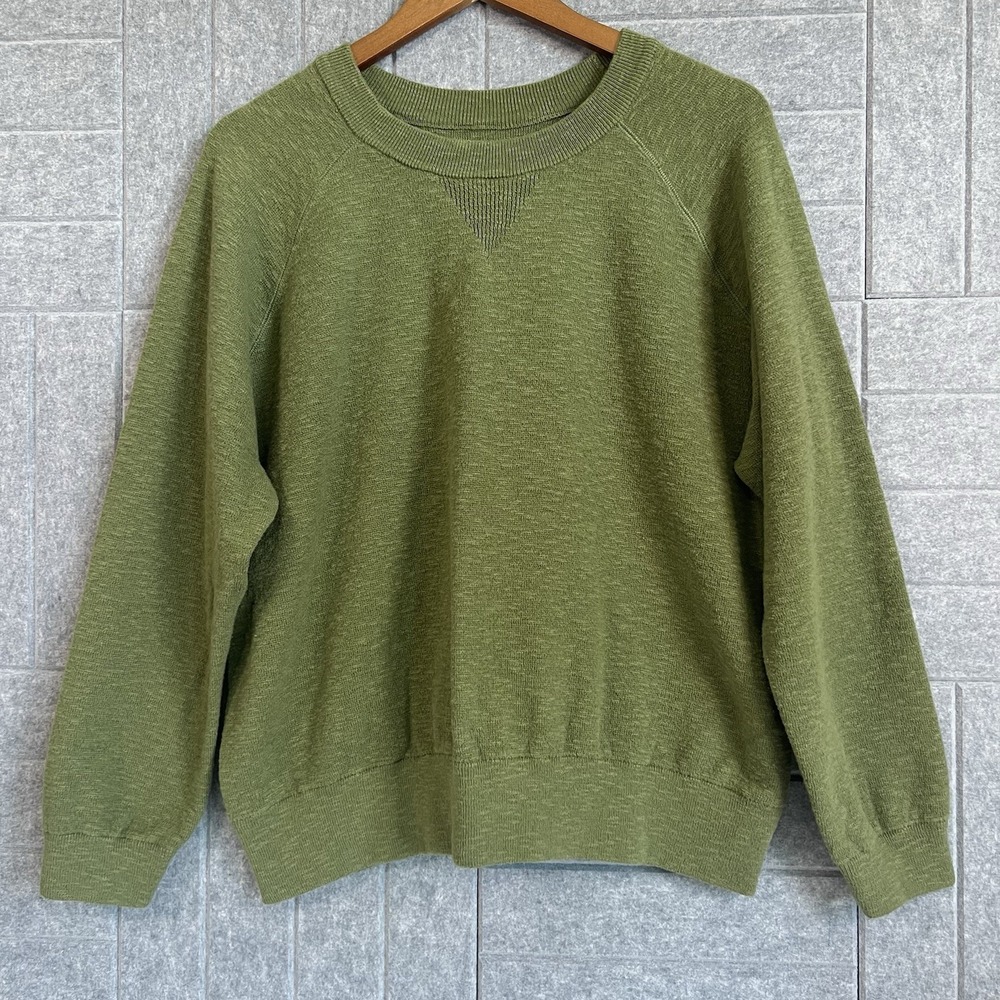 Eddie Bauer Brushed Texture Pullover Crewneck Sweatshirt Womens XL Raglan Sleeve